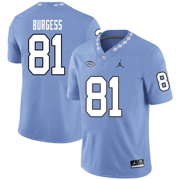 Jordan Brand Men #81 Carson Burgess North Carolina Tar Heels College Football Jerseys Sale-Carolina